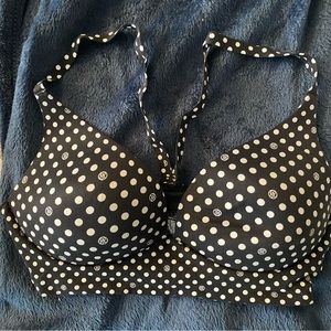 Victoria’s Secret Lightly Lined Racerback Bralette Black White Polka Dot